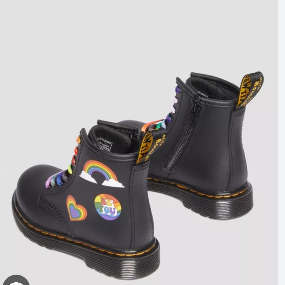 Dr. Martens 1460 Black Boots with Rainbow Accents Side Zipper Size 8 - Picture 4 of 11